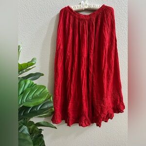 RED Chic Long Red Maxi Skirt for Women ONE SIZE